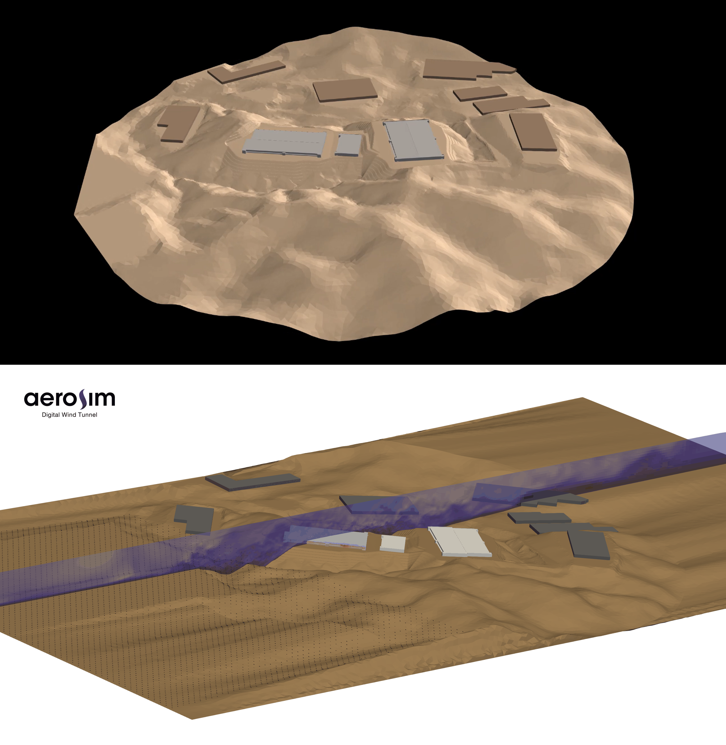 Complex topography wind simulation